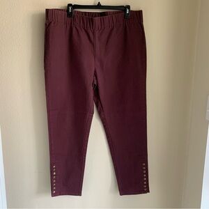 Soft Surroundings Wine Colored Crop Pants with Metal Detail